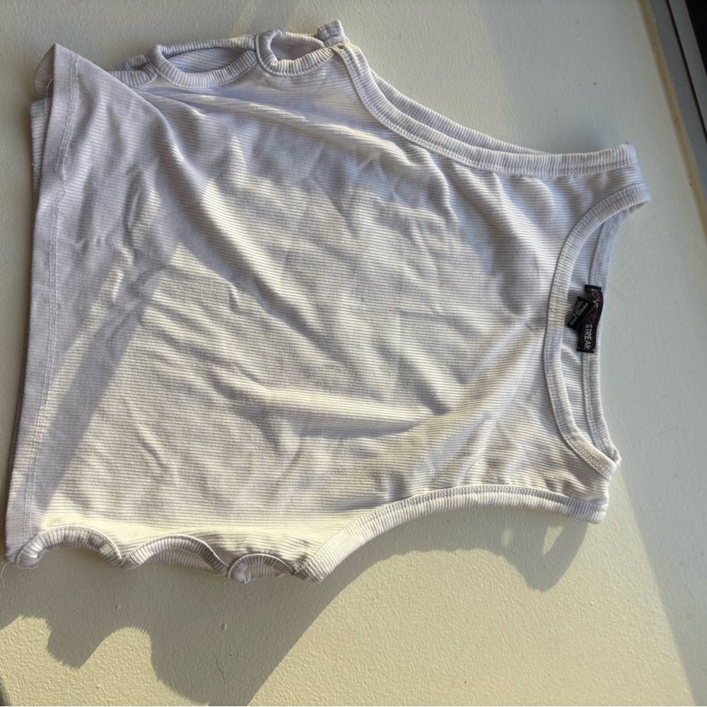 White Cropped Cutout Tank Top